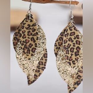 Vintage Sparkling Layered Long Animal Print Earrings